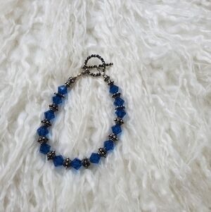 Vintage sterling silver blue rainbow stack bracelet